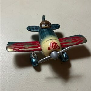 Disney Pixar Metallic Toy Airplane with Red Flames